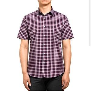 Lucky Brand Men's Short Sleeve Red Plaid Shirt Size XL(17-17 1/2)